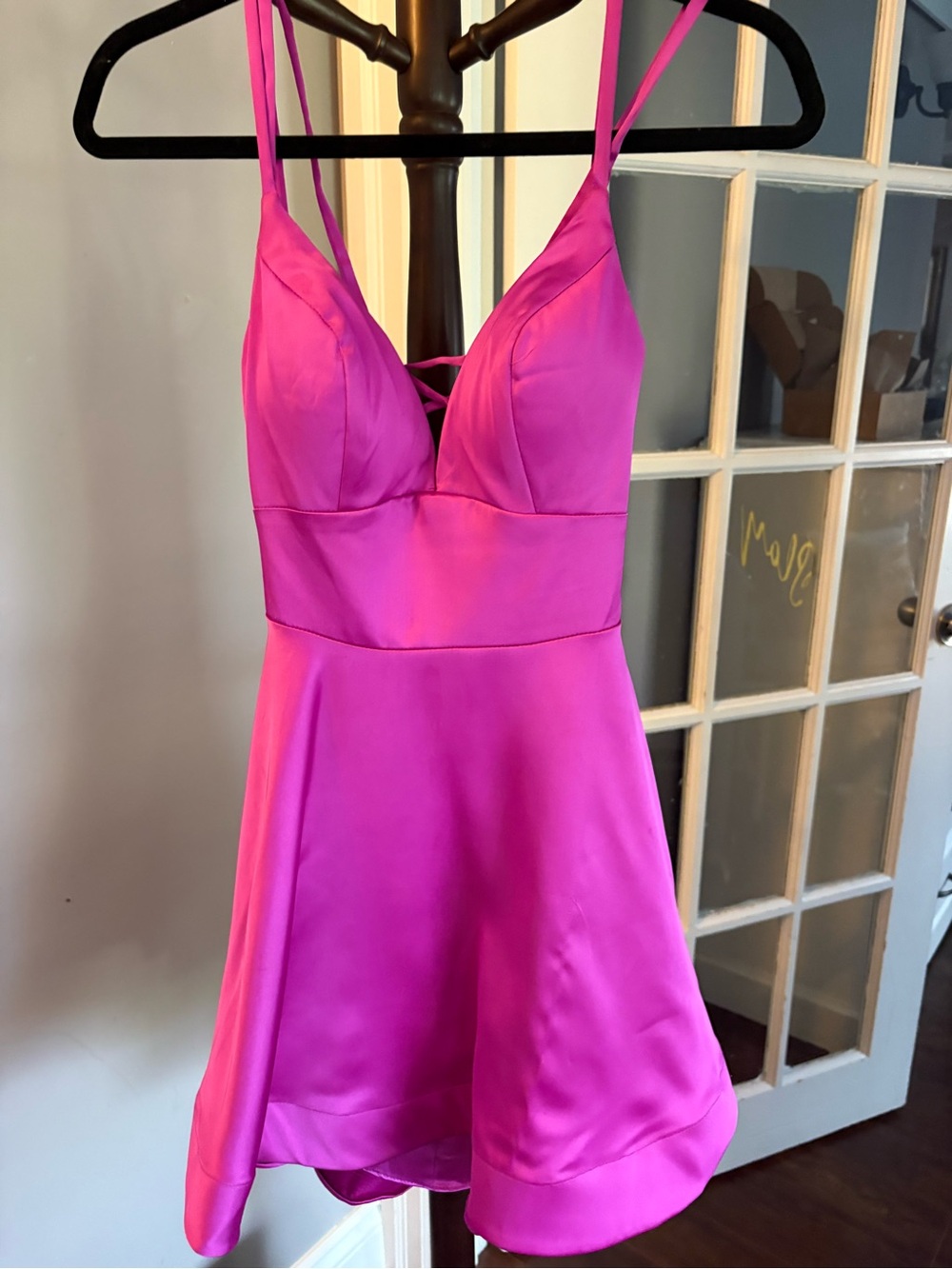 Alyce Paris Hot Pink Satin Mini Dress